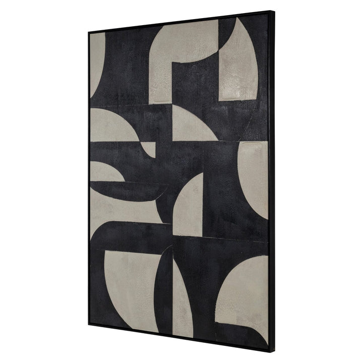 Ellia XL Black & Cream Monochrome Geometric Wall Art Accessories 