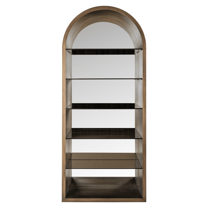 Ellie Brushed Gold Mirrored Arched Shelving Unit Furniture 