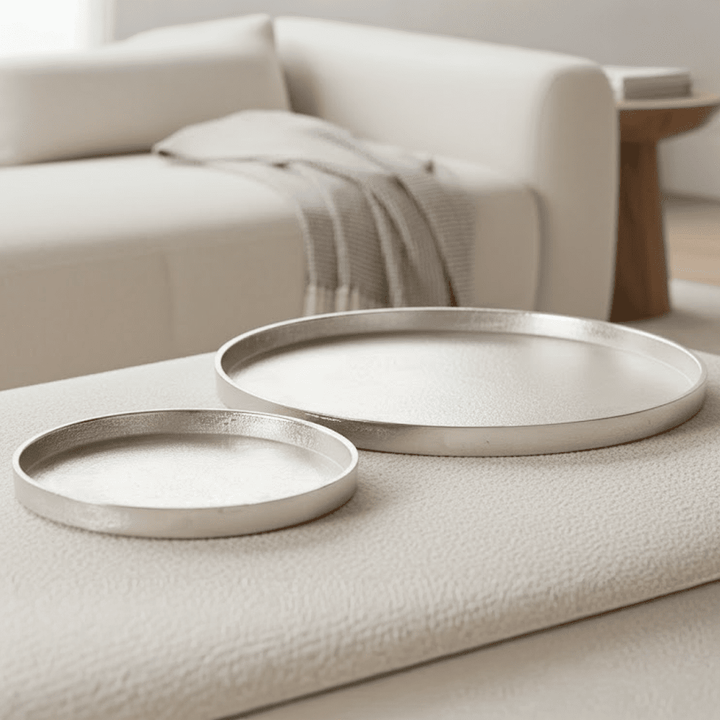 Ellie Silver Round Stackable Trays - Set of 2 Accessories 