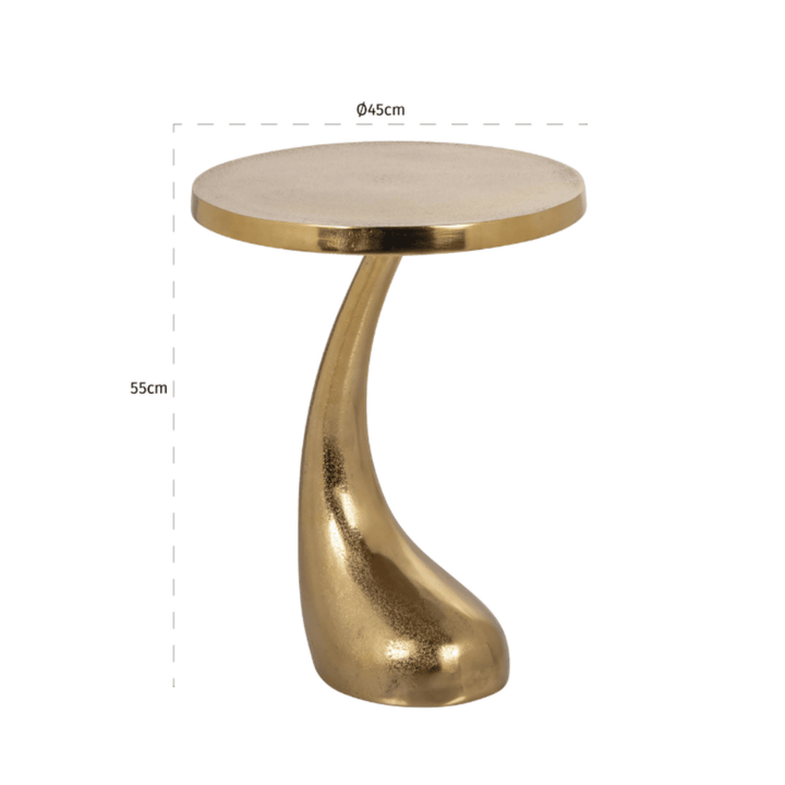 Ellivia Curved Gold Side Table Furniture 