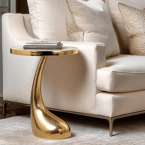 Ellivia Curved Gold Side Table Furniture 
