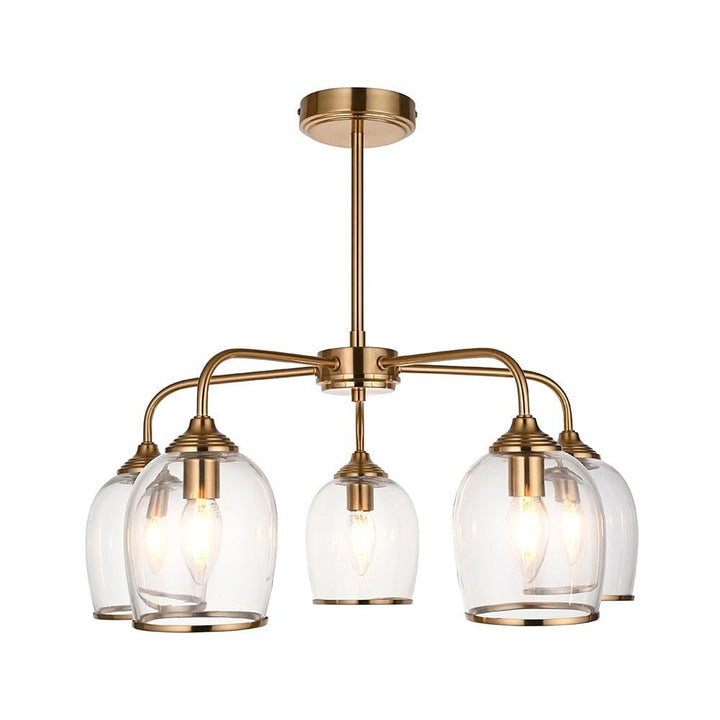 Eloise Brushed Brass 5 Light Ceiling Light Lighting 