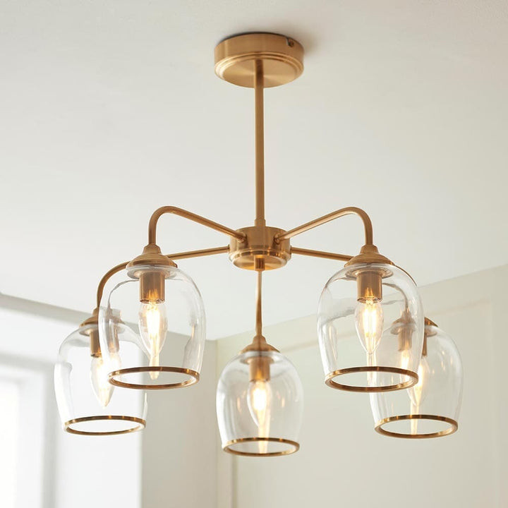 Eloise Brushed Brass 5 Light Ceiling Light Lighting 