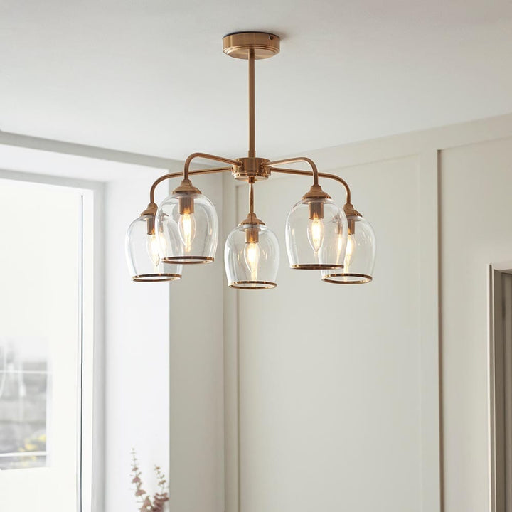 Eloise Brushed Brass 5 Light Ceiling Light Lighting 