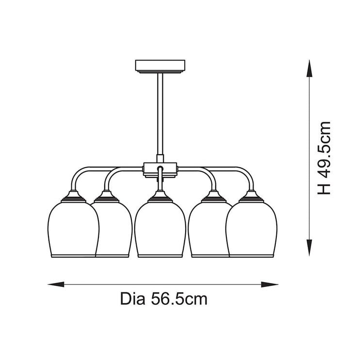 Eloise Brushed Brass 5 Light Ceiling Light Lighting 
