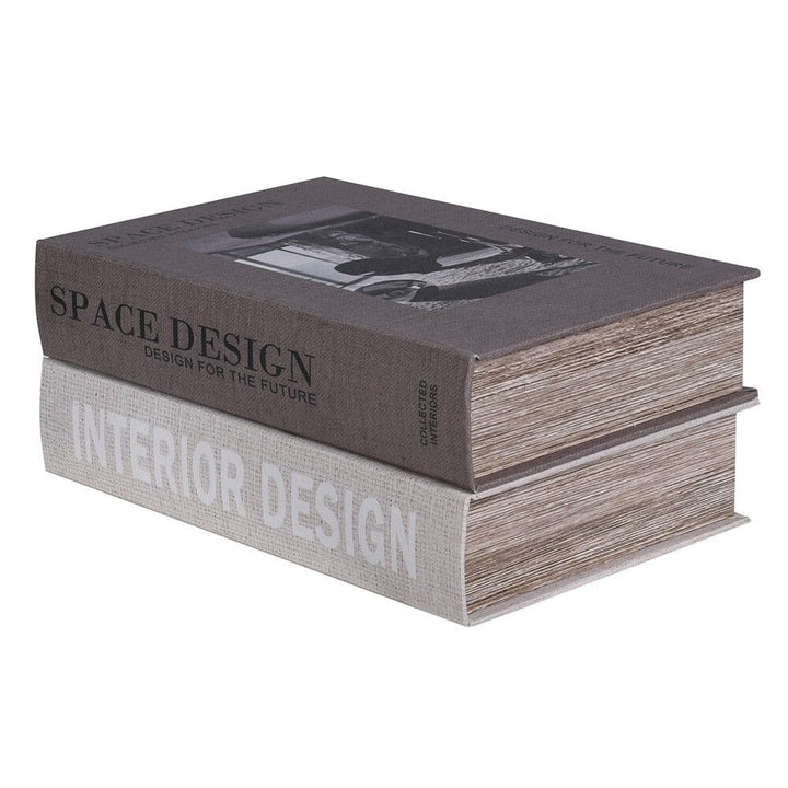 Elsie Neutral Decorative Book Boxes - Set of 2 Accessories 