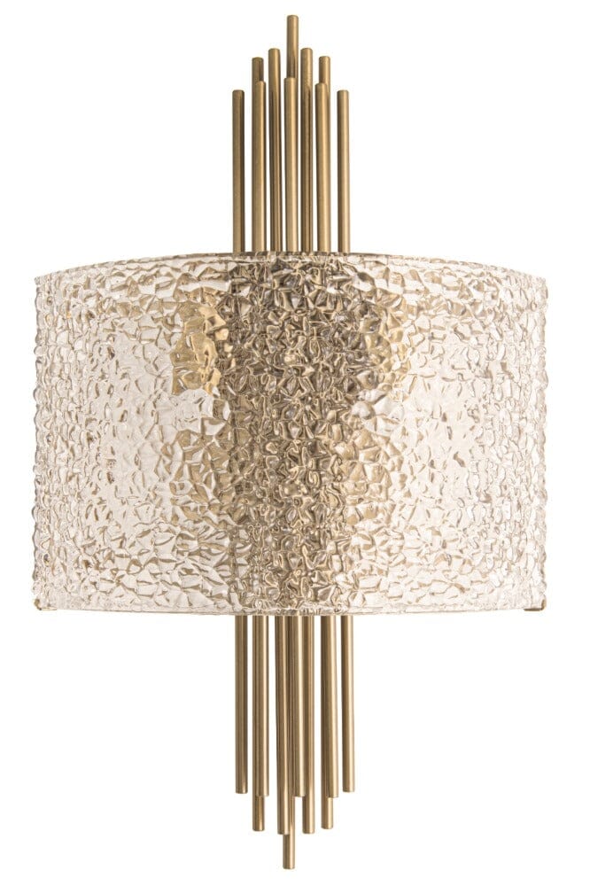 Elsinore Brushed Brass Wall Light with Textured Glass Lighting 