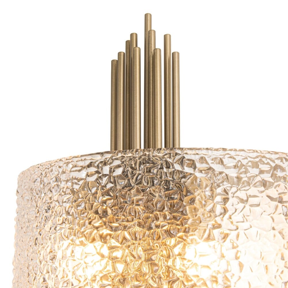 Elsinore Brushed Brass Wall Light with Textured Glass Lighting 