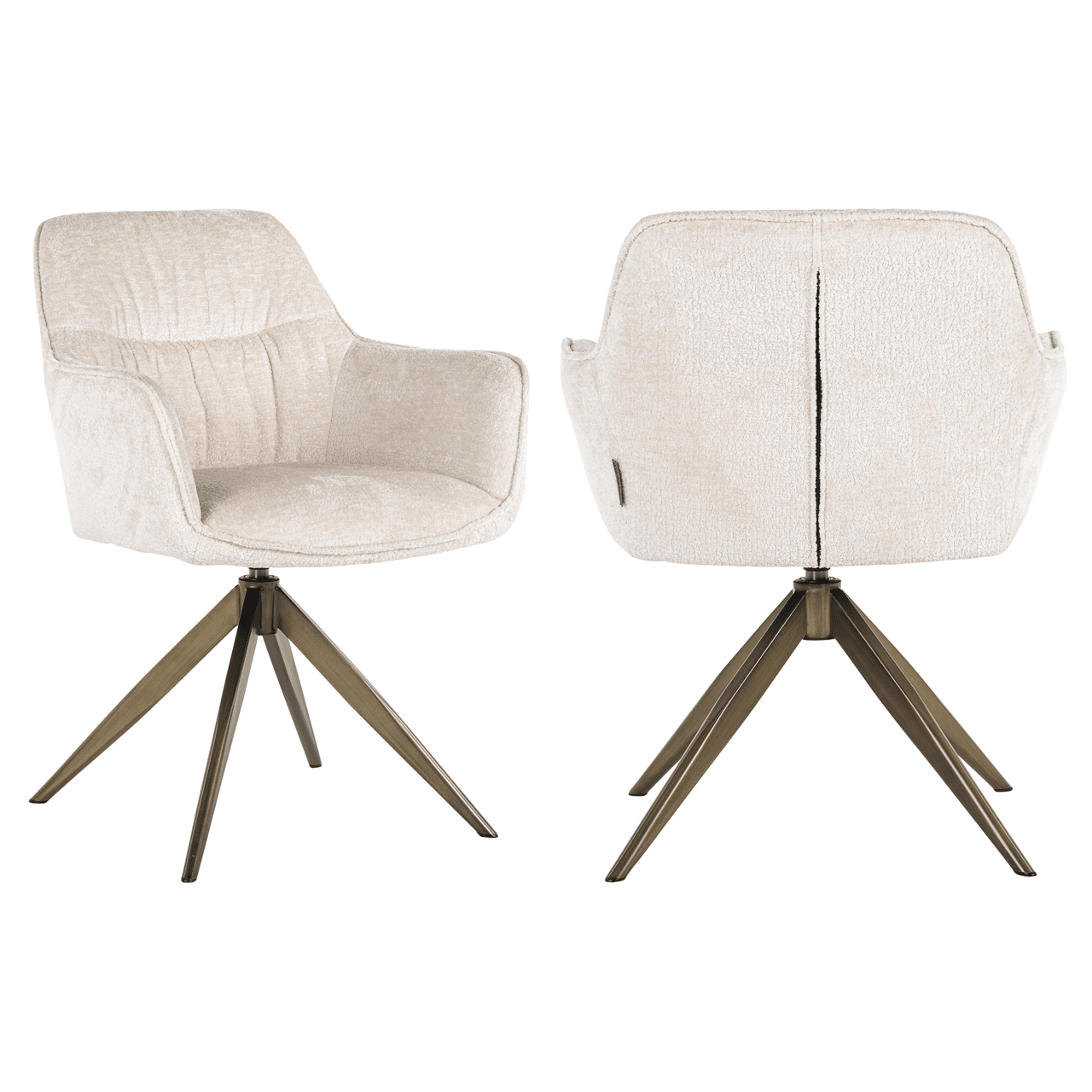 Elvinne Snow Velvet Swivel Dining Chair with Brass Base Furniture 
