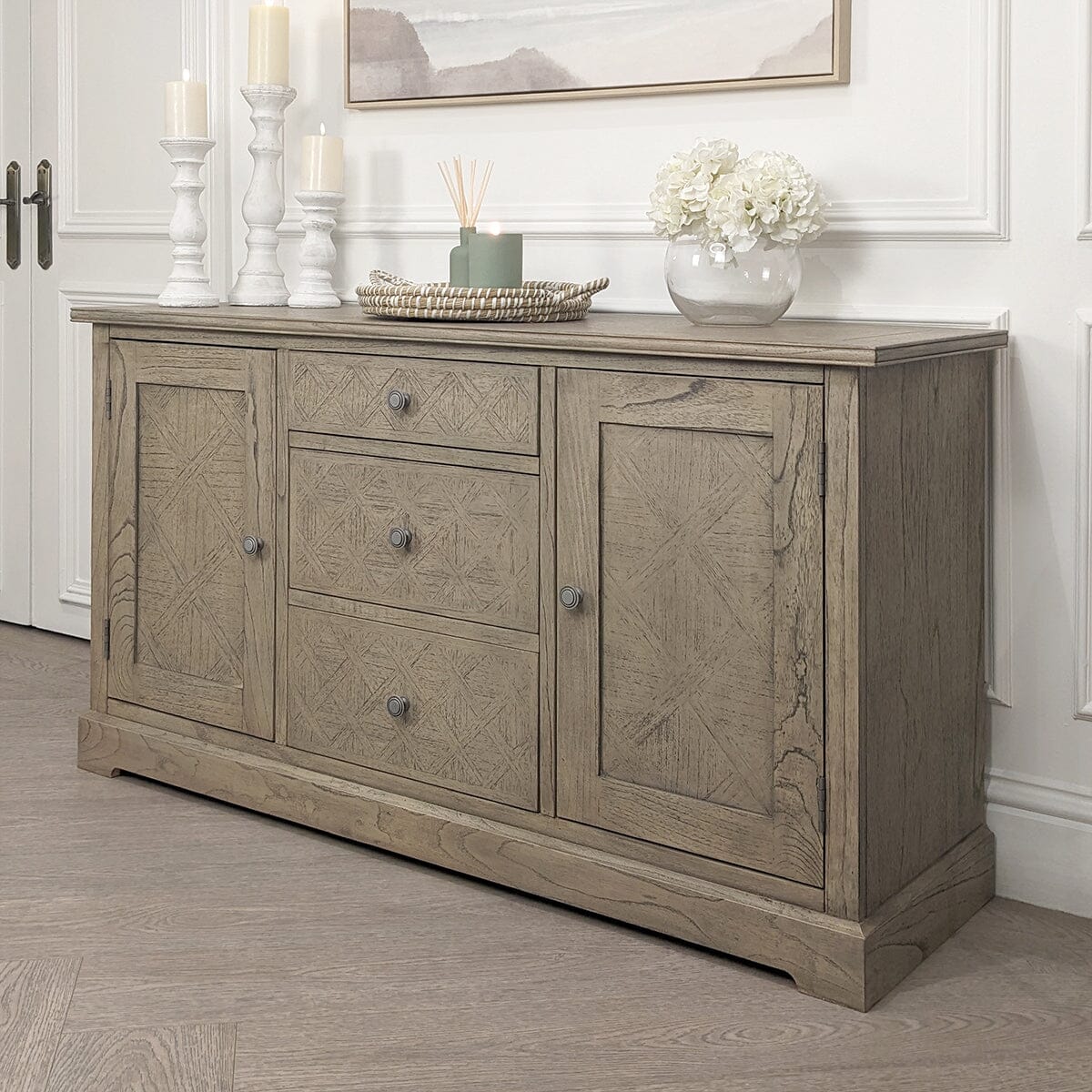 Elysium Natural Wood 2 Door 3 Drawer Sideboard Furniture 