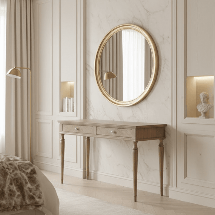 Elysium Natural Wood 2 Drawer Dressing Table Furniture 