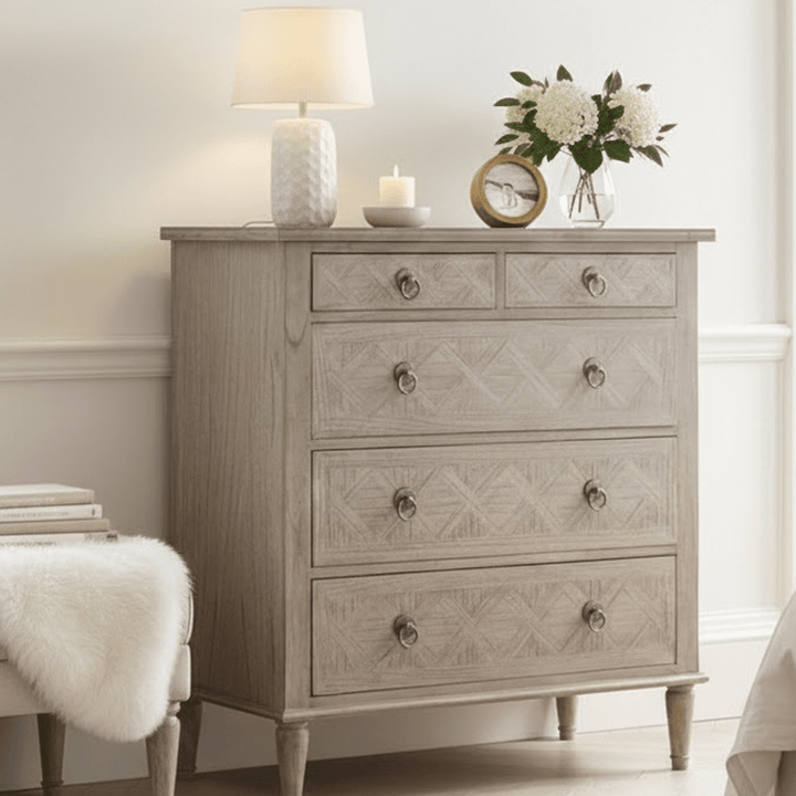 Elysium Natural Wood 5 Drawer Chest Furniture 