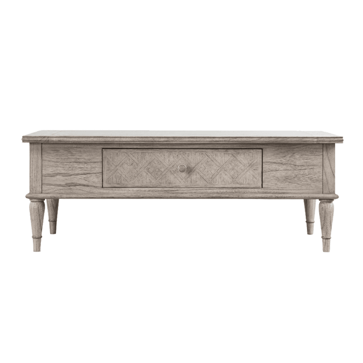 Elysium Natural Wood Push Drawer Coffee Table Furniture 