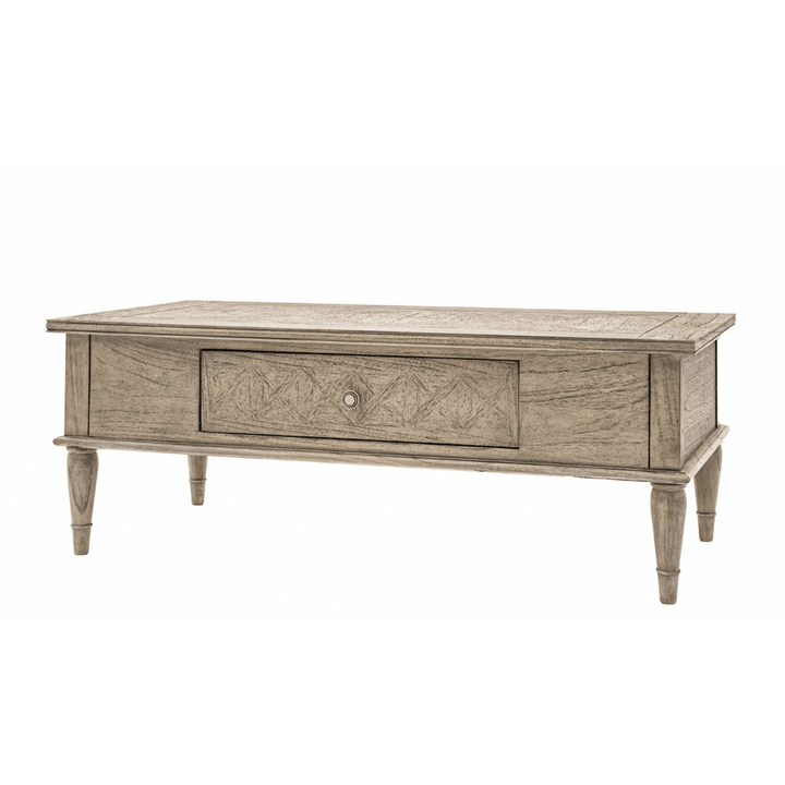 Elysium Natural Wood Push Drawer Coffee Table Furniture 