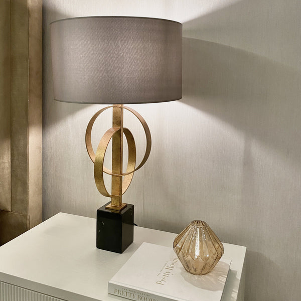 Ember Gold Distressed Lamp on Marble Base Lighting 