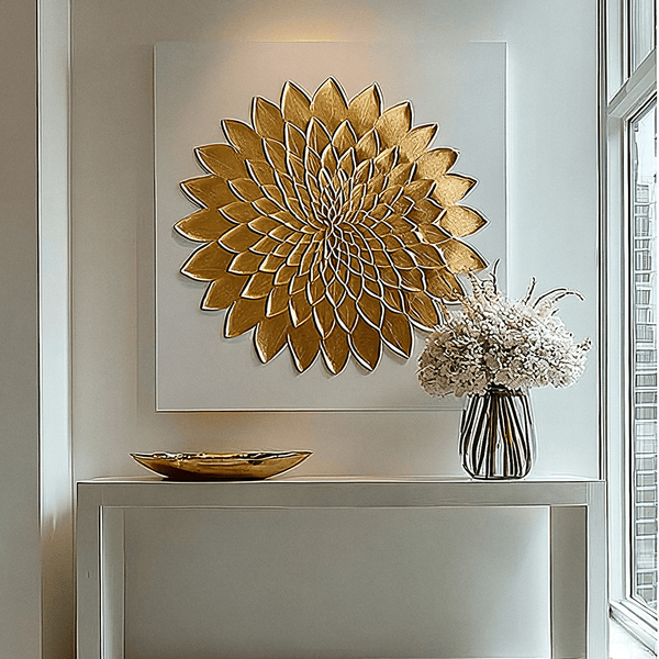 Emelia Gold Leaf & White Textured Canvas Wall Art Accessories 