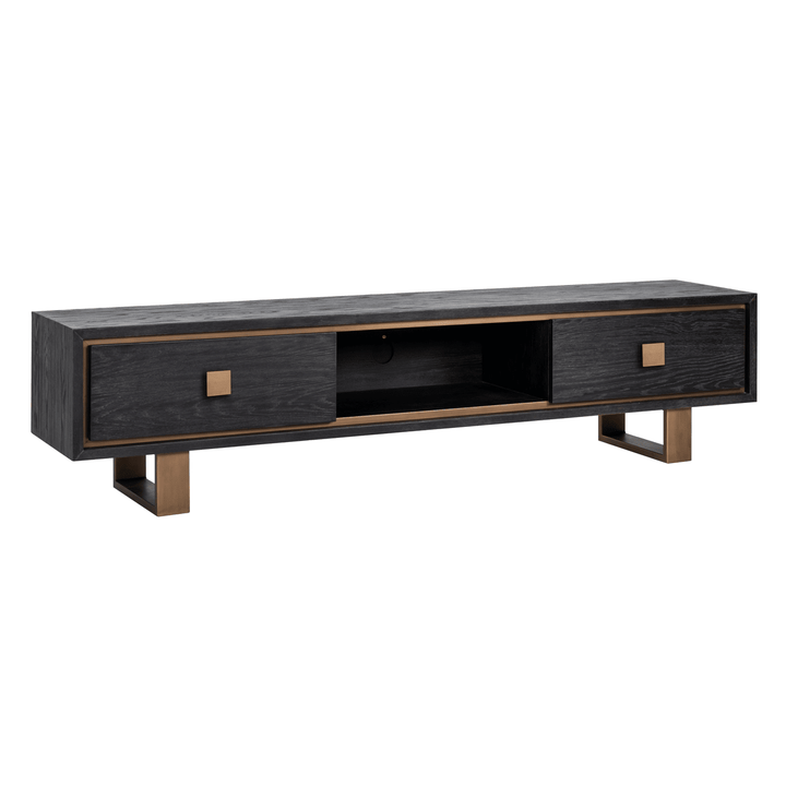 Emerisse Black Media Unit with Brass Handles Furniture 