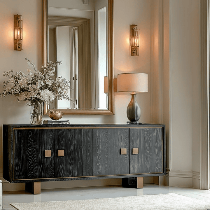 Emerisse Black Sideboard with Brass Handles Furniture 