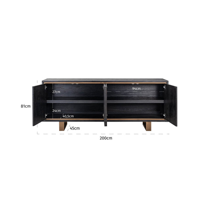 Emerisse Black Sideboard with Brass Handles Furniture 