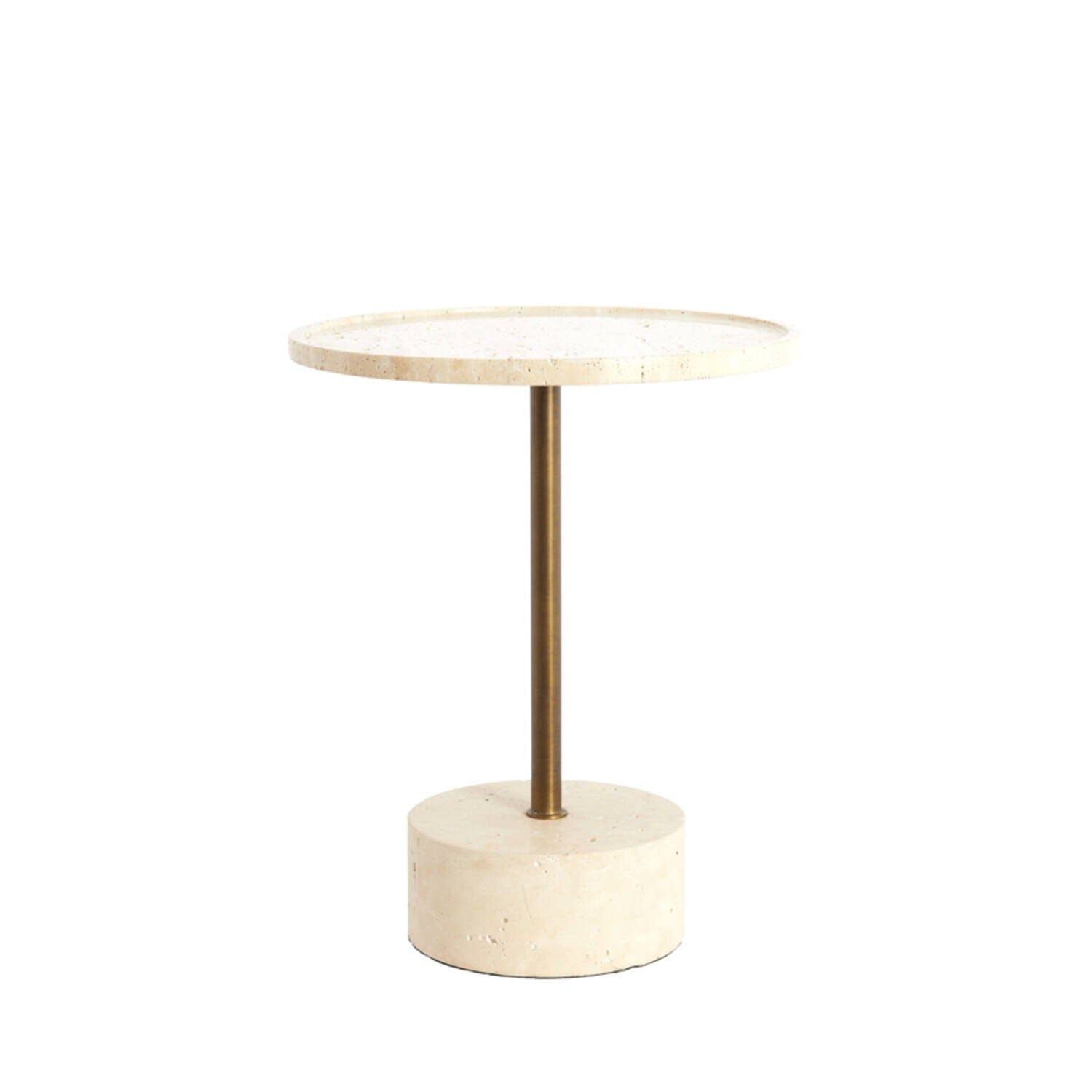 Emilde Travertine & Bronze Side Table Furniture 