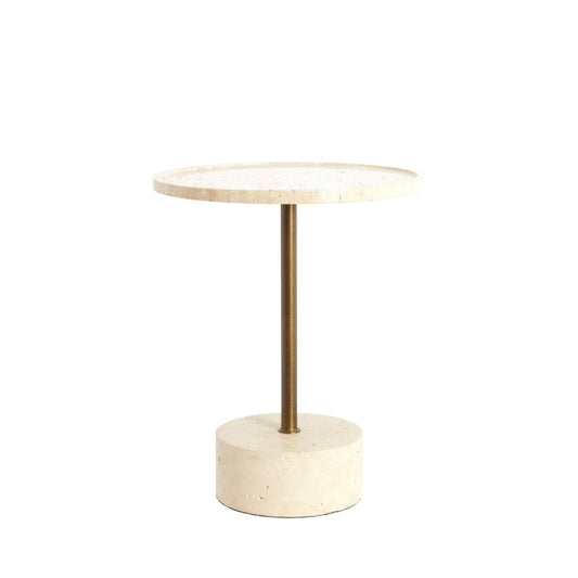 Emilde Travertine & Bronze Side Table Furniture 