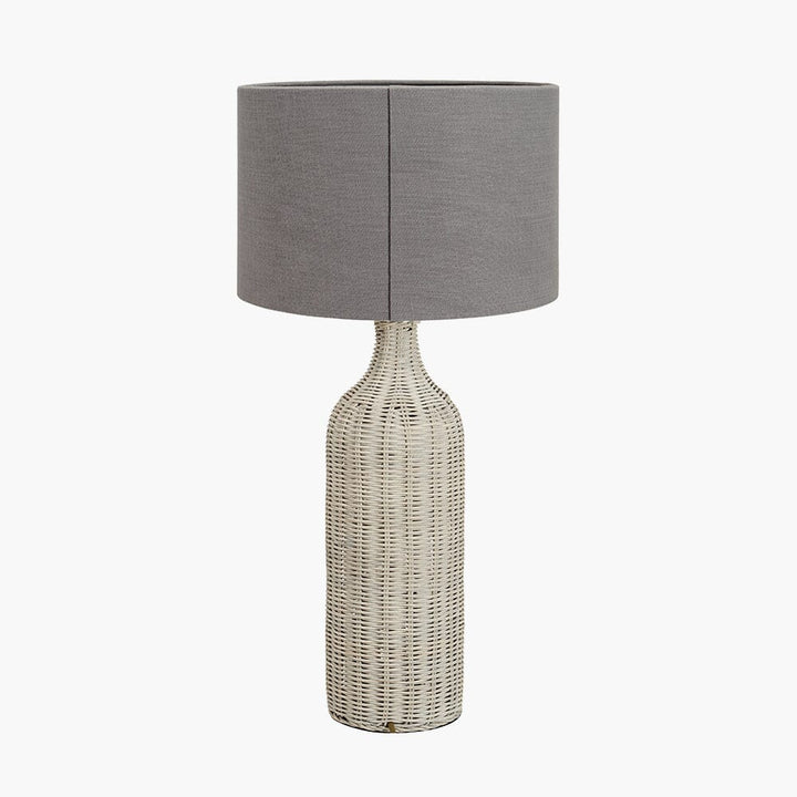 Emilia Grey Wash Rattan Bottle Neck Table Lamp Lighting 