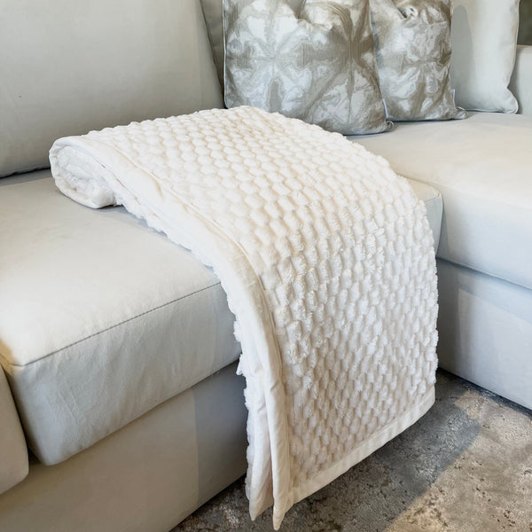 Esmeralda Cream Soft Velvet Knitted Cosy Throw Textiles 