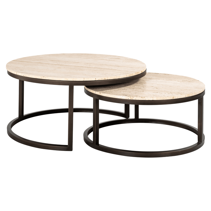 Esperanza Neutral Travertine Topped Nested Coffee Tables Furniture 