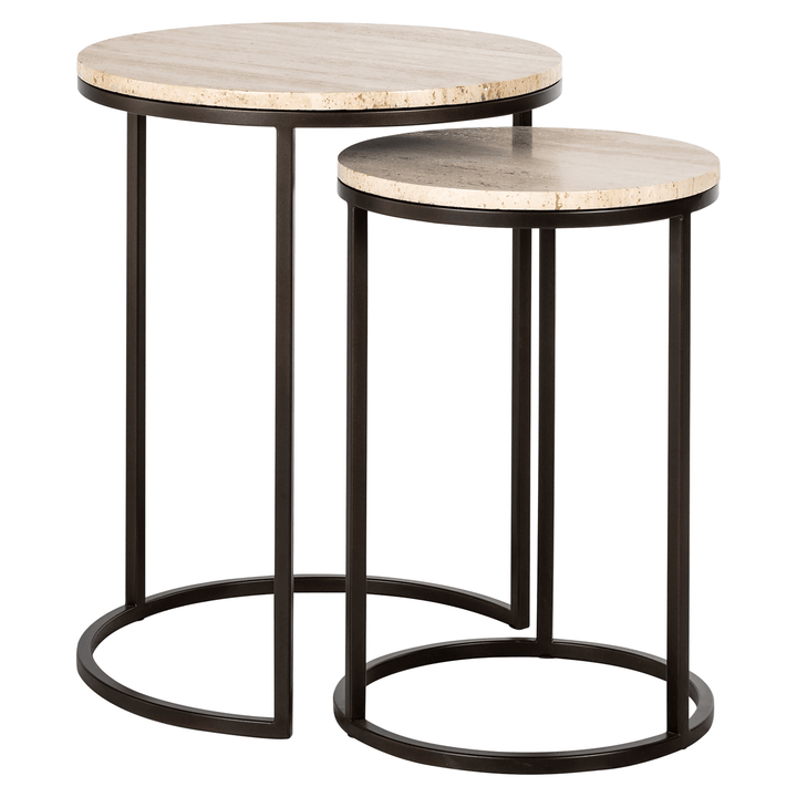 Esperanza Neutral Travertine Topped Nested Side Tables Furniture 
