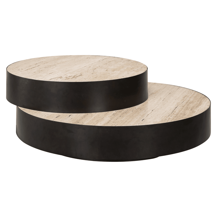 Esperanza Neutral Travertine Topped Stacked Coffee Table Furniture 