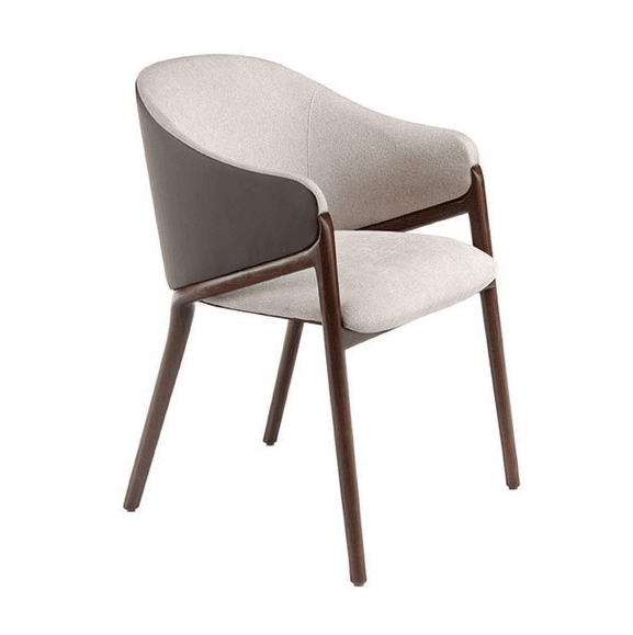 Estee Curved Cream Accent Chair with Walnut Legs Furniture 