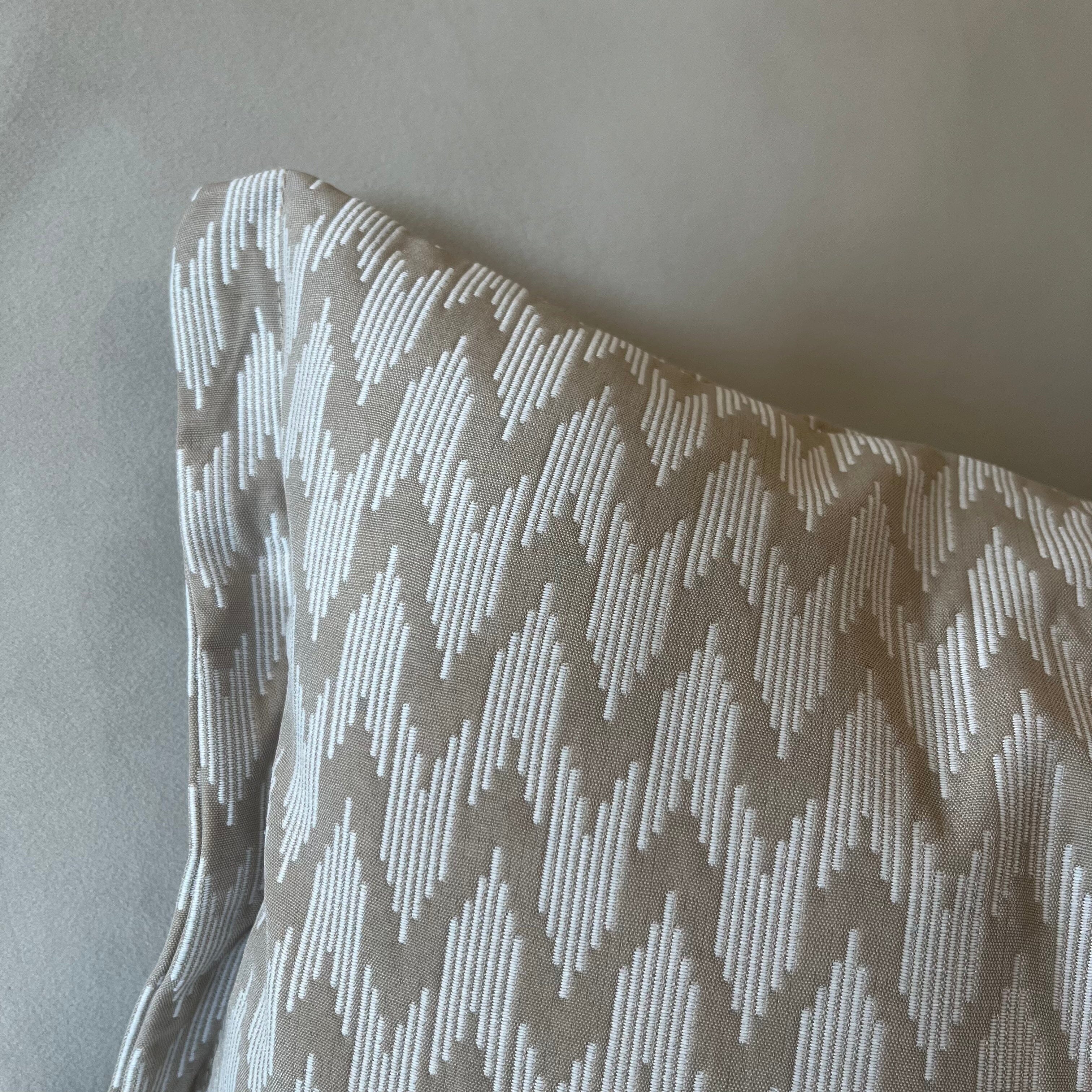 Estrella Large Cream & Taupe Zig Zag Print Bolster Cushion - 65x30cm Textiles 