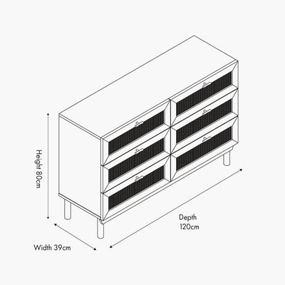 Ethis Natural Rattan 6 Drawer Chest Furniture 