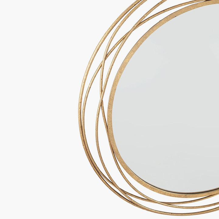 Etosha Antique Gold Metal Swirl Round Wall Mirror Accessories 