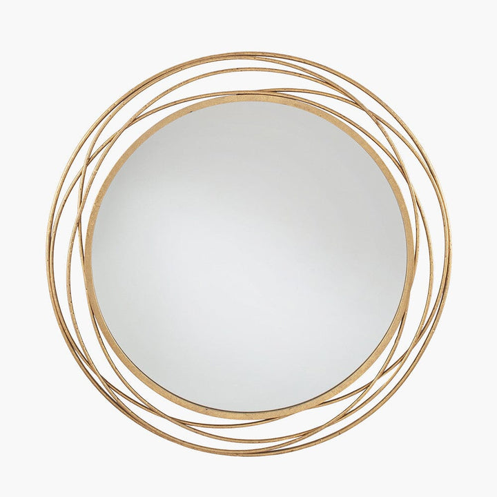 Etosha Antique Gold Metal Swirl Round Wall Mirror Accessories 