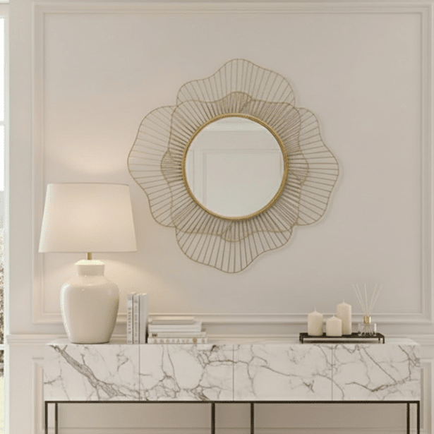 Eulalie Gold Statement Flower Wall Mirror Accessories 