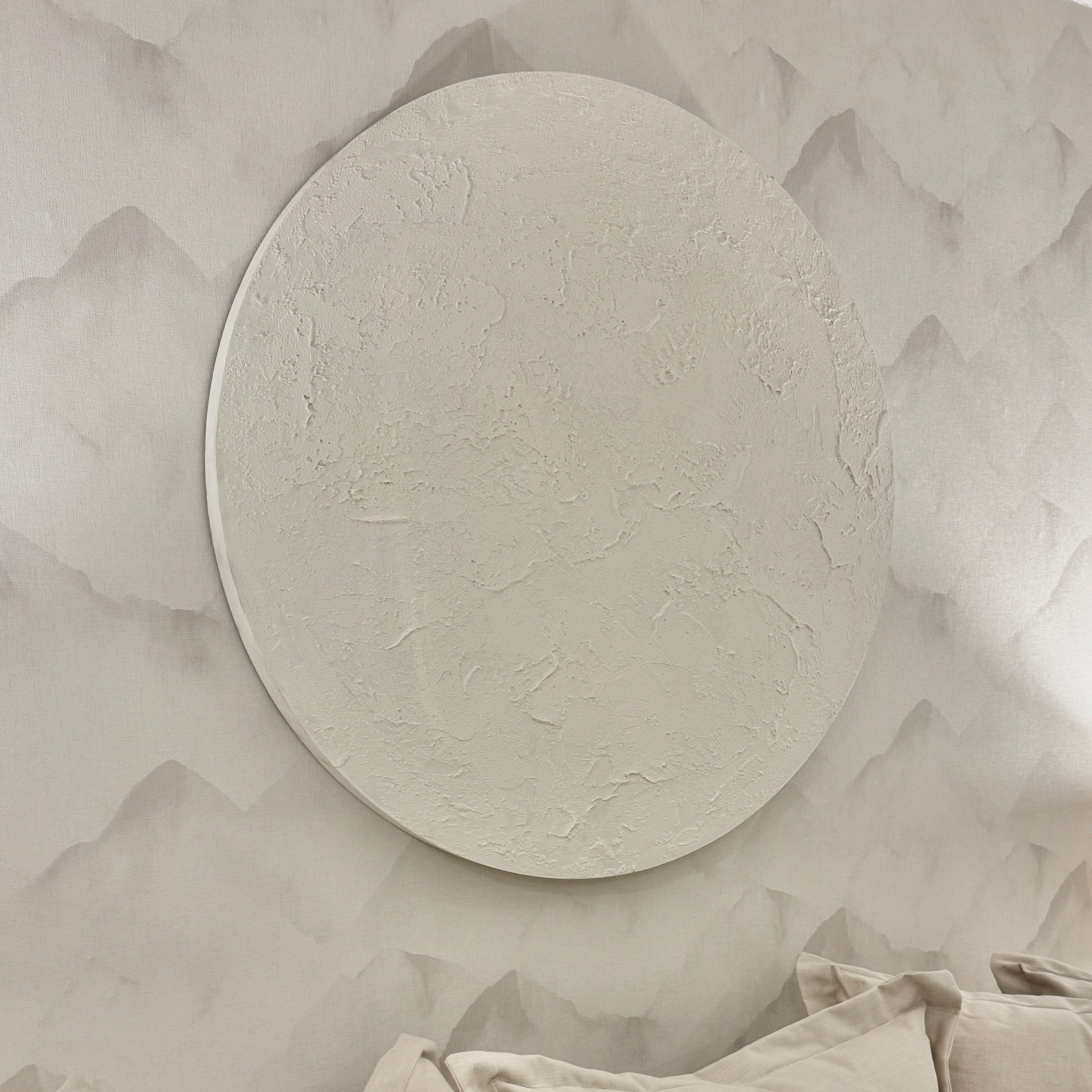 Euphoric White Round Textured Wall Art Accessories 