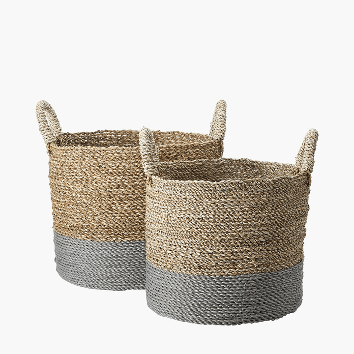 Eva Two Toned Natural & Grey Baskets - Set of 2 Accessories 