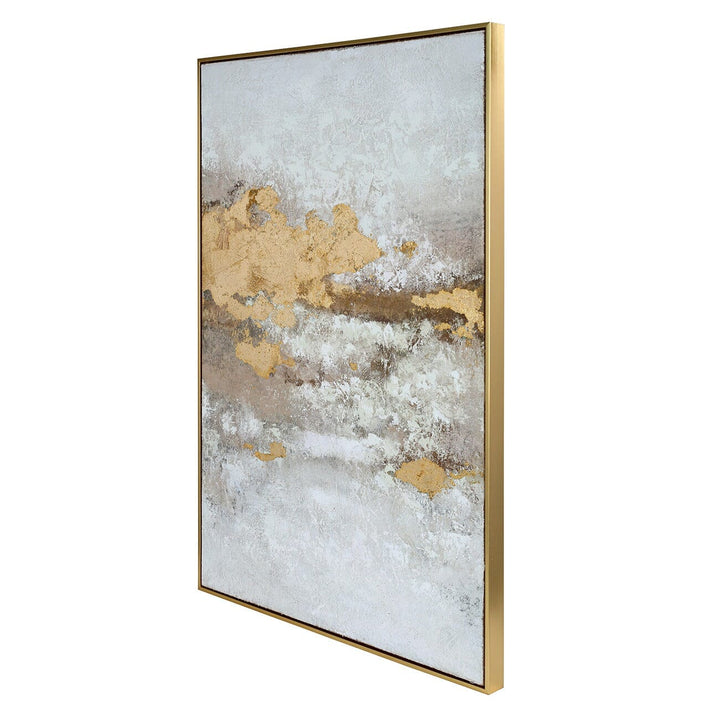 Evangeline Gold Abstract Textured Canvas in Gold Frame Accessories 