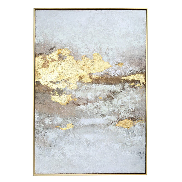Evangeline Gold Abstract Textured Canvas in Gold Frame Accessories 