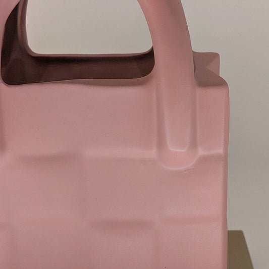 Evelina Terracotta Blush Woven Effect Decorative Handbag Vase Accessories 