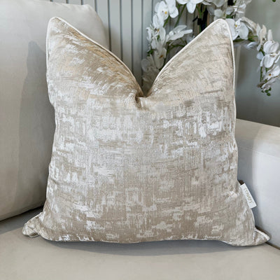 Evelyn Cream & Gold Metallic Patterned Cushion Cover - 50x50cm Textiles 