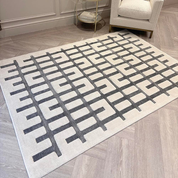 Ex-Display Westborne Cream & Black Patterned Rug -120X170cm Textiles 