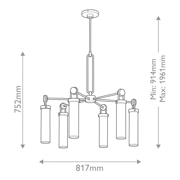 Fable Antique Bronze 6 Light Pendant Ceiling Light Lighting 