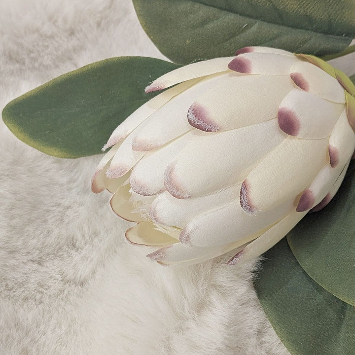 Faux Closed White Protea Single Stem Flower Accessories 