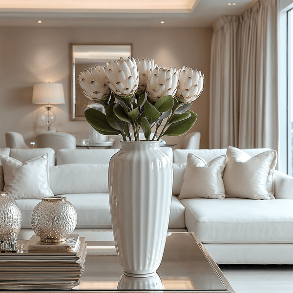Faux Closed White Protea Single Stem Flower Accessories 