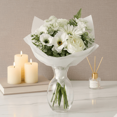 Faux Cream Florals & Eucalyptus Mixed Bouquet Accessories 
