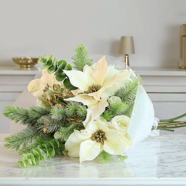 Faux Cream & Gold Poinsettia Mixed Bouquet Accessories 