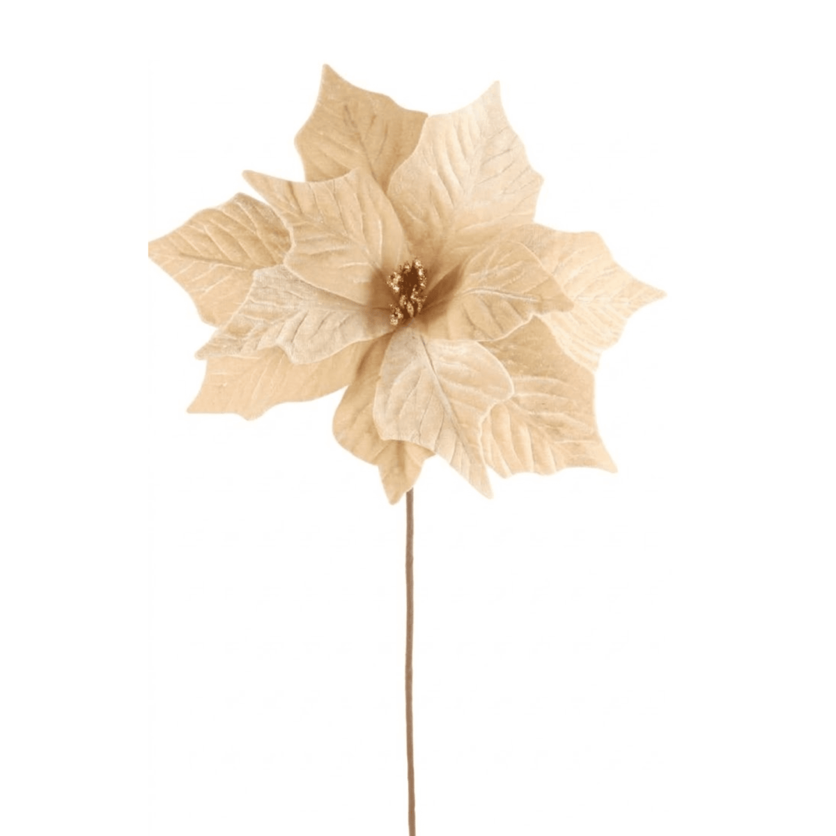 Faux Cream & Gold Poinsettia Single Stem Floral Accessories 