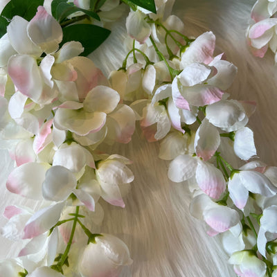 Faux Cream & Pink Wisteria Draping Single Stem Flower Accessories 